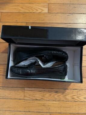 Impo Dela Black Croco Loafers Women’s 7.5M Leather Lined Comfort Shoes